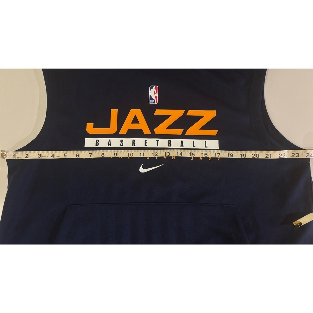 Nike Utah Jazz NBA Basketball Sleeveless Hoodie Navy Blue Dri-FIT Vest Mens L - Picture 8 of 8